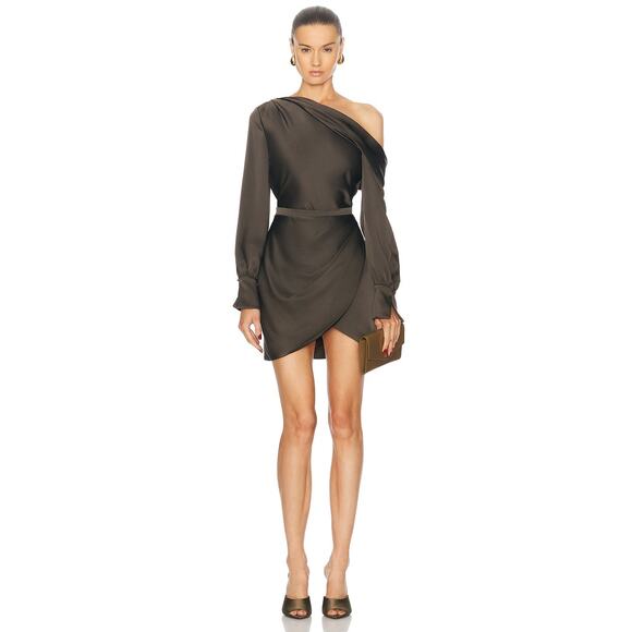 Jonathan Simkhai Cameron Mini Dress Draped One Shoulder Sexy Party Cocktail Sz 4 - Picture 2 of 10